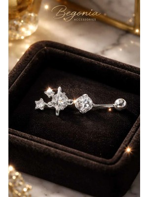 Begonia Accessories 316L Cerrahi Çelik Göbek Piercing Zirkon Taşlı – 2026 Fashion Premium Seri Belly Button Piercing – Kararma Yapmaz, Alerji Karşıtı, Paslanmaz Çelik Göbek Küpesi – Kadın Trend Takı - Gp8
