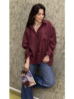Tensel Dokulu Oversize Gömlek
