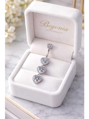 Begonia Accessories 316L Cerrahi Çelik Göbek Piercing Zirkon Taşlı – 2026 Fashion Premium Seri Belly Button Piercing – Kararma Yapmaz, Alerji Karşıtı, Paslanmaz Çelik Göbek Küpesi – Kadın Trend Takı - GP24