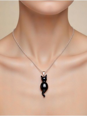 Anka Select Kedi Fiğürlü Dogal Taş Murano Cam Kolye Ucu