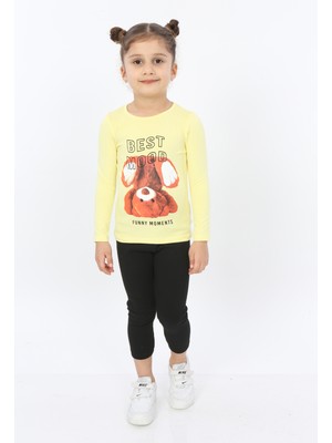 Toontoy Kız Çocuk Baskılı Bisiklet Yaka Uzun Kollu Tişört