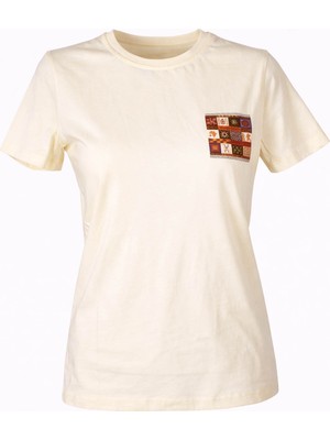 Trender 26YL71595001 Sarı Kadın T-Shirt Etnik Desen