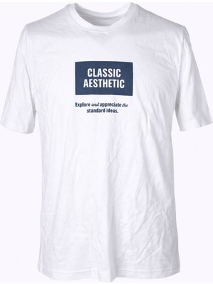Trender O Yaka Ekru Erkek T-Shirt Classic Aesthetıc