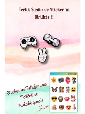Birikiyedi 3'lü Set Jibbitz Terlik Süsü Dambıl,tamam Işareti
