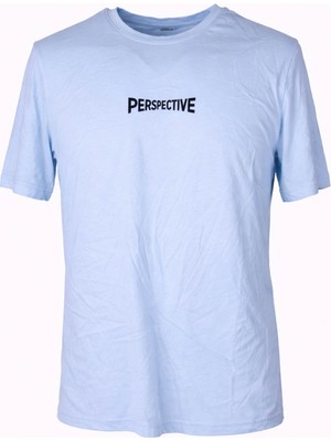 Trender 26Y595000005 Açık Mavi Erkek T-Shirt Perspevtive O Yaka Baskılı