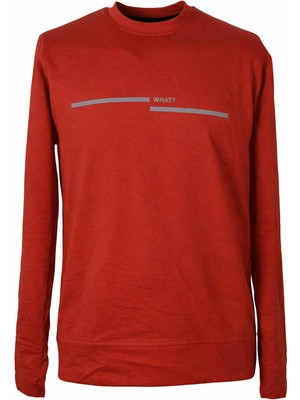Trender 26YG08000050 Kiremit Erkek Sweatshirt What Baskı 0 Yaka 2 Ip