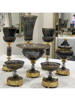 Dekor Arya Milano 7 Parça Salon Aksesuar Seti̇ Antrasit Gold