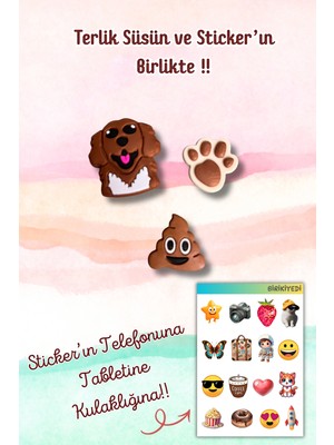 Birikiyedi 3'lü Set Jibbitz Terlik Süsü Köpek,pati