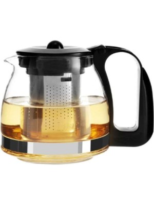 Feyza Design Yakut Çelik Süzgeçli 900 ml Isıya Dayanıklı Cam Demlik