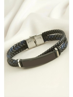 SiHako Örgülü Isim Yazılabilir Deri Çelik Bileklik