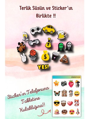 Birikiyedi 15'li Set Jibbitz Terlik Süsü Oyun Kolu,araba,çiçek,dolar,pota