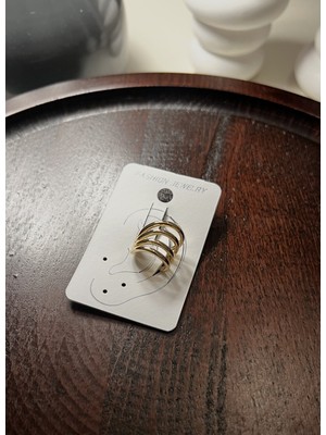 Les Séduisantes C.A. Asimetrik Halka Kıkırdak Earcuff Altın Kaplama Küpe Vıp