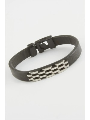 SiHako Zincir Desenli Kaliteli Suni Deri Bileklik