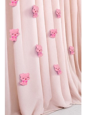 Artikel Pembe Kedicik 6 Adet Çocuk Odası Perde Süsü, Broş Aksesuar, Hediye Paketi Süsleme Aksesuarı