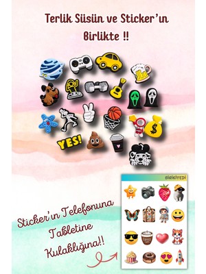 Birikiyedi 20'li Set Jibbitz Terlik Süsü Araba,yes,iskelet,gitar,yıldız,gezegen..