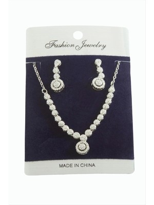 SiHako Yuvarlak Zirkon Taşlı Set Kolye