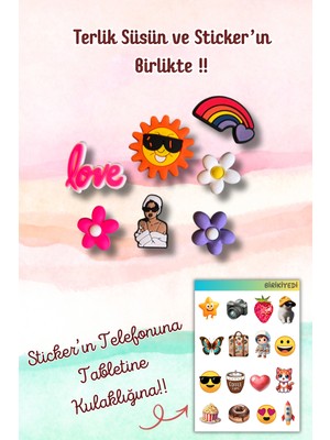 Birikiyedi 7'li Set Jibbitz Terlik Süsü Güneş,çiçek,love You