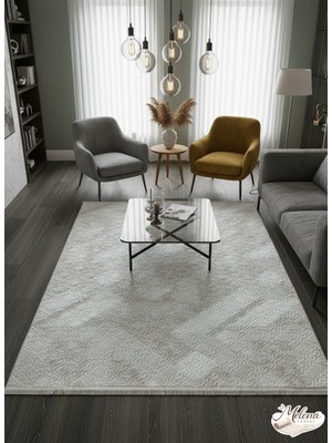 Konak Halı Dekoratif Premium Seri Salon Halısı Krem Kabartmalı Saçaklı