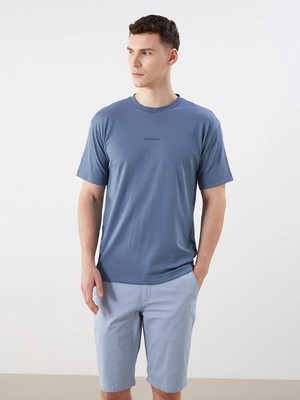 Lc Waikiki Yeni Sezon Bisiklet Yaka Baskılı Erkek Pijama Üst