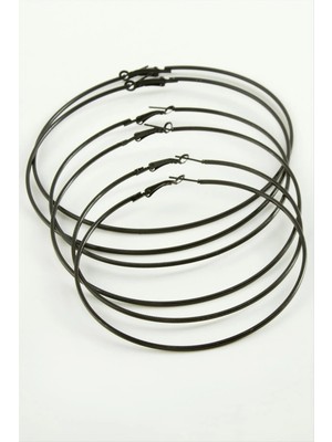 SiHako Ezme Çizgili Metal Halka Küpe 6 Adet