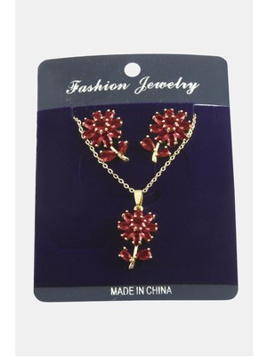 SiHako Papatya Zirkon Taşlı Set Kolye