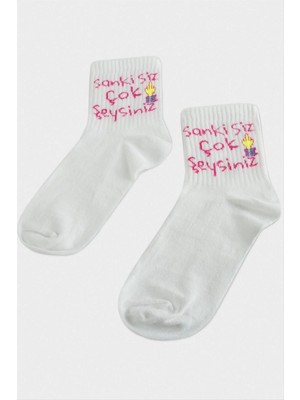 SiHako Beyaz Kolej Çorap 8*28