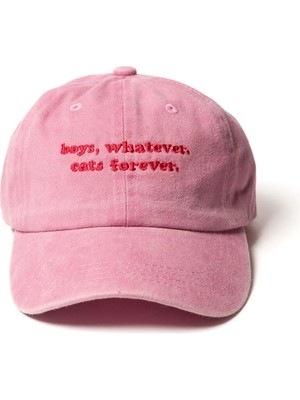 Nome Studio Nakışlı Şapka Kırmızı Nakış Yazılı Pembe Şapka Nakışlı Şapka Kumaşlı ve Yazı Nakışlı Şapka Pamuklu Siperlikli Ayarlı Şapka Günlük Tarz Eğlenceli Kep