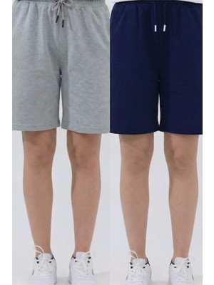 Veleno Kadın 2'li Paket Oversize Relaxed Bermuda Şort Rahat Kalıp