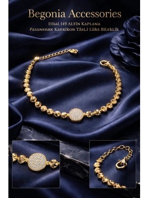 Begonia Accessories Ithal Özel Tasarım Zirkon Taşlı Kadın Bileklik 21 cm – 14K Altın Kaplama & 925 Ayar Gümüş Kaplama Seçenekli – Paslanmaz Kararmaz Baget Zirkon Şerit Bileklik – Şık Trend Kadın Takı - 12