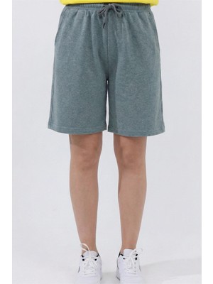 Veleno Kadın Füme Oversize Relaxed Bermuda Şort Rahat Kalıp