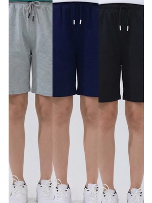 Veleno Kadın 3'lü Avantajlı Paket Oversize Relaxed Bermuda Şort Rahat Kalıp