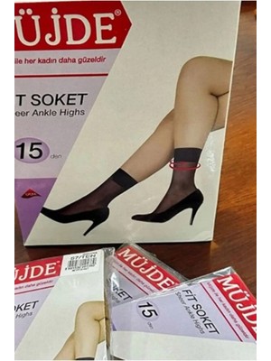 Müjde Parlak Fit (15D) Soket Çorap-Siyah-Ten-Sahra (6 Çift)