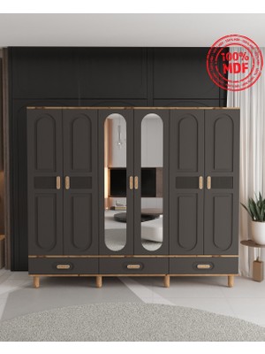 T&B Dova 6 Kapaklı Çekmeceli Gardırop - Tamamı Mdf