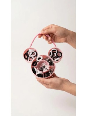 ArmoniaVital Mickey Mouse Figürlü Kız Çocuk Saç Aksesuar Seti - Kutulu Renkli Lastik Toka ve Mandal Toka Seti