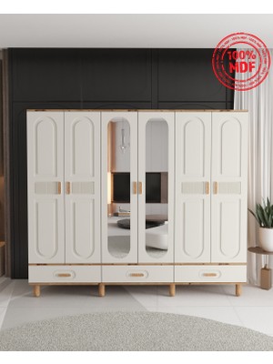T&B Dova 6 Kapaklı Çekmeceli Gardırop - Tamamı Mdf