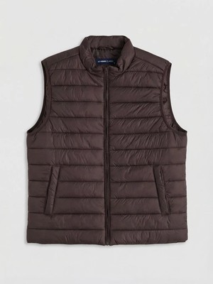 LC Waikiki Kahverengi Standart Kalıp Dik Yaka Erkek Şişme Yelek  (S6)