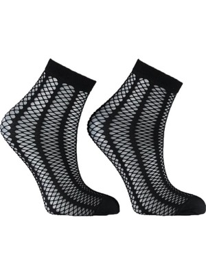 Desimo Siyah Şık Desenli Soket Kadın Çorabı 3 Çift