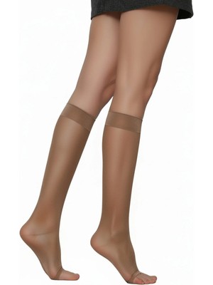 Daymod 2 Çift Burunsuz 15 Denye Süper Ince Dizaltı Çorap Vizon-86