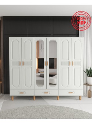 T&B Dova 6 Kapaklı Çekmeceli Gardırop - Tamamı Mdf