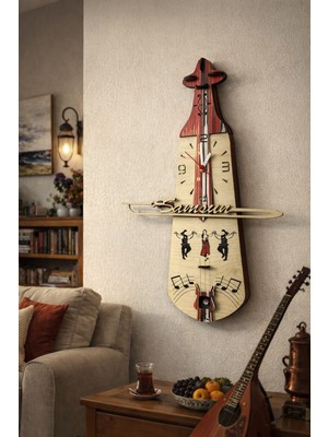 Seymen Bıçakçılık Samsun Yazılı Keşan Desenli Saat Başı Çalan Kemençe Duvar Saati