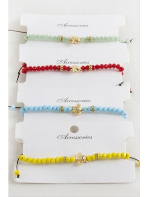 Zero Land Storozal Kaplumbağa Kristal Makrome Ip Bileklik - Sarı