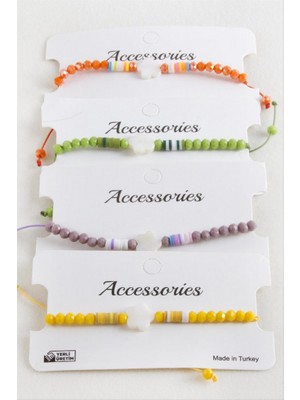 Zero Land Storozal Çiçek Sedef Kristal Makrome Ip Bileklik - Pembe