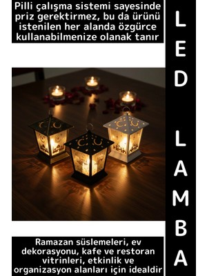 Wintoup #ledışık Ramazan Masa Süsleme Hediyelik Dekoratif Osmanlı Islami Çok Şık Kare Kubbe Pilli LED Lamba