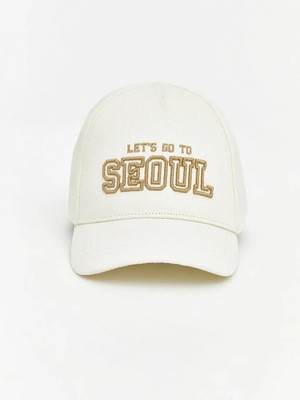 LC Waikiki Bej Yazı Nakışlı Erkek Bebek Kep Şapka  (S6)