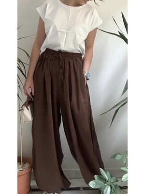 Lasorella Butik Kadın Modal Kahverengi Şalvar Pantolon