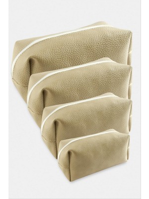 Zero Land Storozal 4 Adet El Tutmalı Makyaj Çantası - Sütlü Kahve