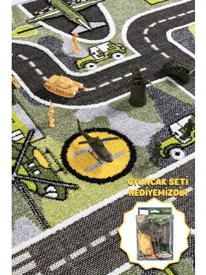 3 Boyutlu Askeri Savaş Oyun Halısı Anaokul Kreş Dokuma Çocuk Odası Halısı Kamuflaj Uçak Helikopter