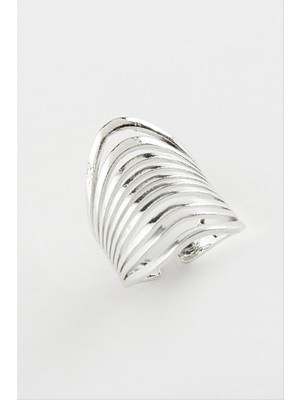 Zero Land Storozal Oval Metal Yüzük - Gümüş Rengi