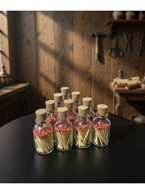 The Kibrit House  10'lu Şık Cam Tüpte Dünyanın En Küçük Kibrit Seti - Mantar Tıpalı