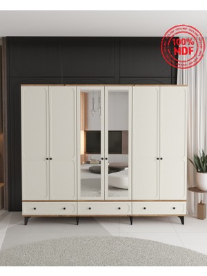 T&B Irmak 6 Kapaklı Çekmeceli Gardırop - Tamamı Mdf